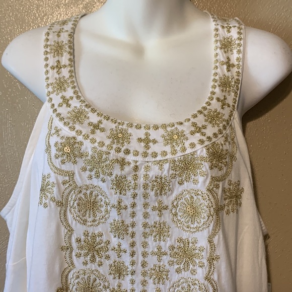 INC International Concepts 1X off white gold embroidered top NWT - Picture 3 of 4